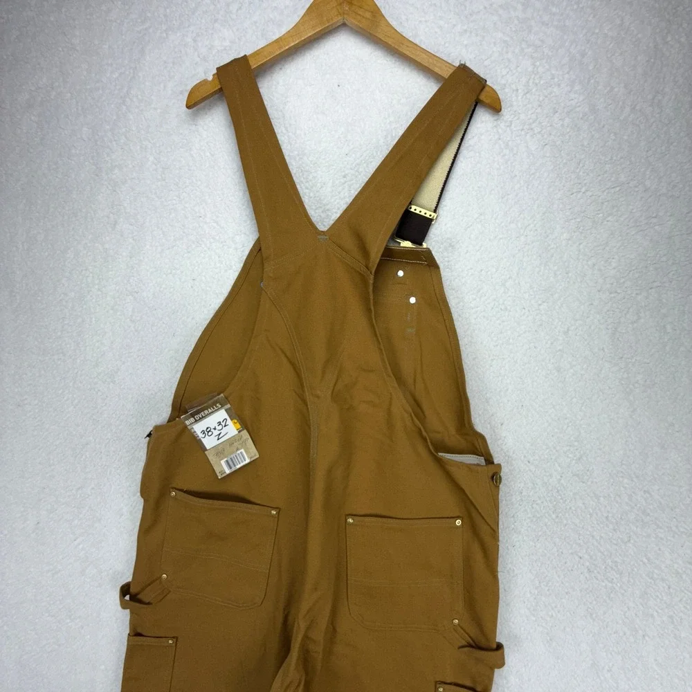 Carhartt Duck Bib Overalls Mens 38x32 R37 BRN Brown Double Knee‎ Zip Thigh NWT
